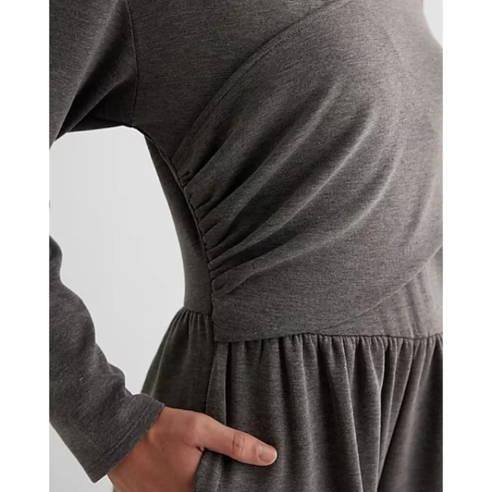 Express Luxe Lounge Long Sleeve Surplice Wide Leg Jumpsuit‎